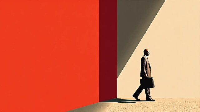 Businessman walking with briefcase