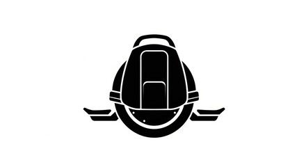 Sleek black silhouette illustration of a modern personal electric unicycle, symbolizing sustainable urban mobility and futuristic individual transportation solutions for smart city living © ARIF