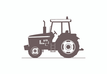 Obraz premium Rural agricultural vehicle silhouette with large rear wheels and a classic design for farm work and transportation