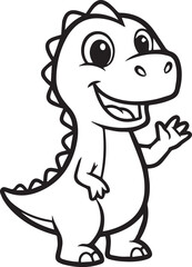 Fototapeta premium Friendly cartoon dinosaur waving with a big smile