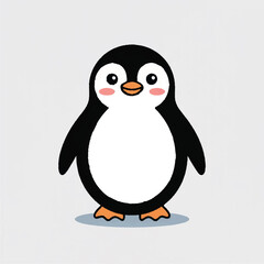 Naklejka premium smiling penguin cartoon icon in flat minimal style