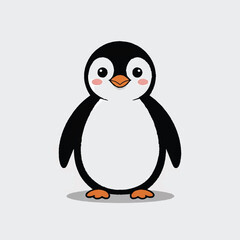 cute baby penguin cartoon character isolated on light background