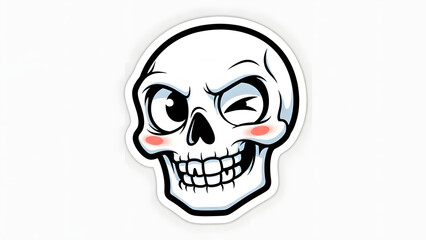 Obraz premium Winking Skull with Blush on White Background