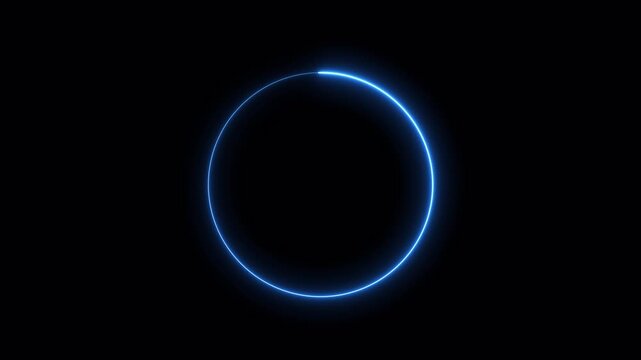 cirlce animation glowing neon frame background , Neon circle animation, circle rectangle picture frame glowing neon animation on trasparent background.