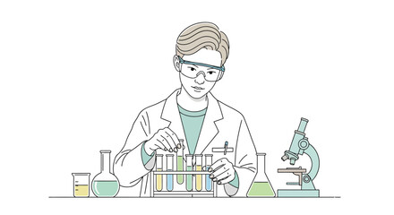 Female Scientist Conducting Laboratory Experiment Research.