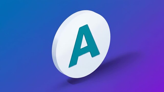a circular logo with an 'A' symbol. The logo is prominently displayed on a gradient background, showcasing blue and purple colors.