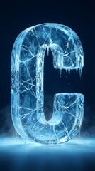 Captivating Frozen Capital C with Intricate Ice Details and Chilling Effects
