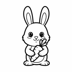 Obraz premium Colorful Cute Cartoon Hare with Baby Bunny at Easter