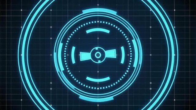 Futuristic air traffic radar neon blue vector lines rotating target indicators sci fi seamless surreal ambience cascading softly abstract unique style ultra realistic loop