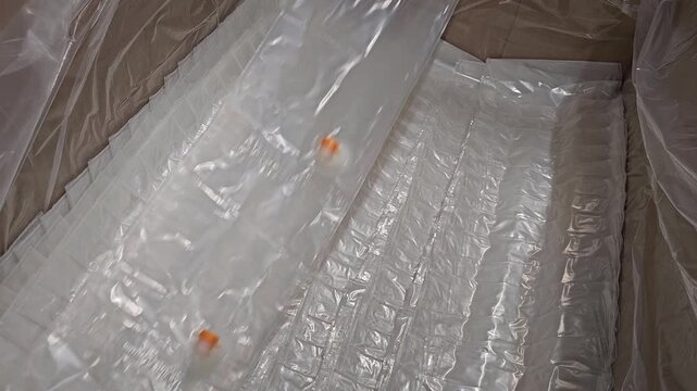 Aseptic bag magazine in a packaging machine. Juice filling machine used in the food industry.