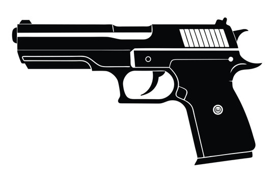 sig sauer p226 silhouette line art vector illustration