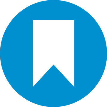 Blue circle with white bookmark icon.