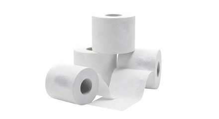Stack of white paper rolls isolated on transparent background