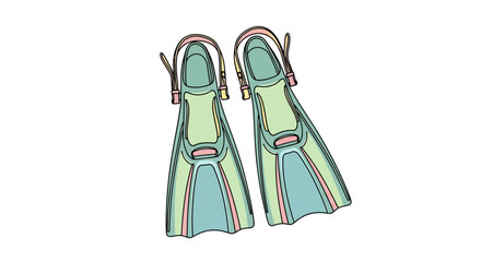 Pair of Green Fins for Snorkeling. © Berry