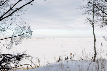 Lone Figure on Vast Frozen White Plain © Jorens
