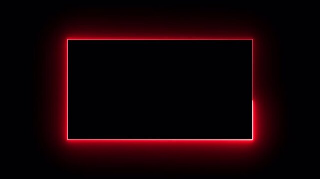 Rectangle animation glowing neon frame background , Neon line box animation, Square rectangle picture frame glowing neon animation on trasparent background.