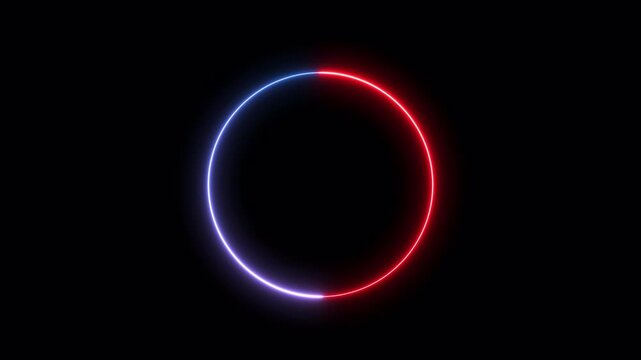 cirlce animation glowing neon frame background , Neon circle animation, circle rectangle picture frame glowing neon animation on trasparent background.