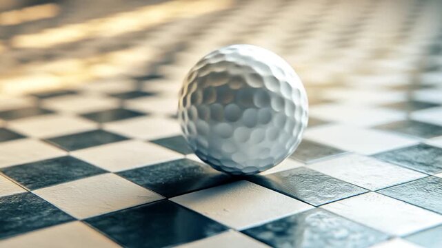 Golf ball on checkered board