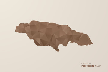 Jamaica Map - Polygon Style Vector Illustration in Brown Gradient, Low Poly Geometric Design, Isolated on Beige Background for Infographics and Decoration.
