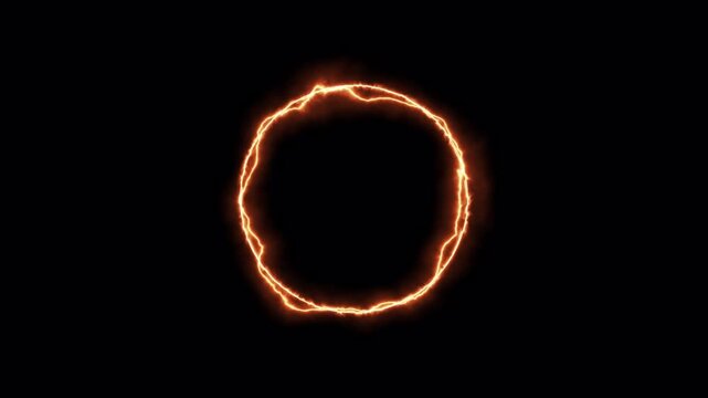 Abstract red plasma ring on isolated black background. Circling a glowing portal. 4k animation on alpha channel.