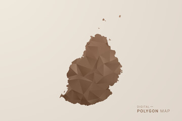 Mauritius Map - Polygon Style Vector Illustration in Brown Gradient, Low Poly Geometric Design, Isolated on Beige Background for Infographics and Decoration. © Whatever