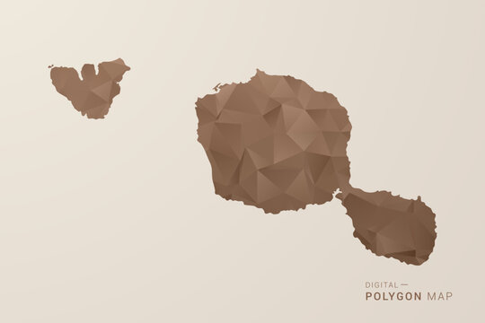 French Polynesia Map - Polygon Style Vector Illustration in Brown Gradient, Low Poly Geometric Design, Isolated on Beige Background for Infographics and Decoration.