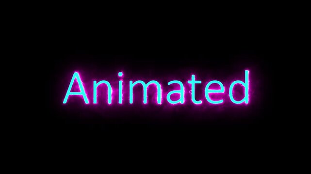 Glowing Neon Text Animated with Electric Energy on Black Background animation word. Animated neon lettering with vibrant electric glow, striking glowing text visual for digital animation.