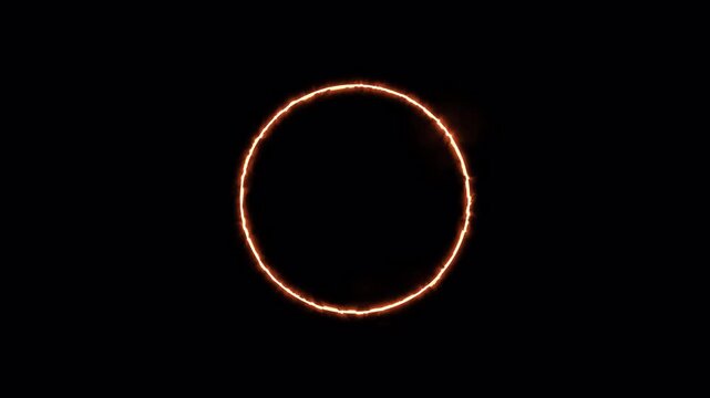 Abstract red plasma ring on isolated black background. Circling a glowing portal. 4k animation on alpha channel.