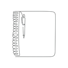 Book open outline. One line vector drawing.
