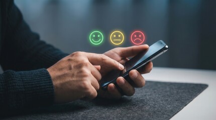Touchscreen feedback selection with satisfaction faces