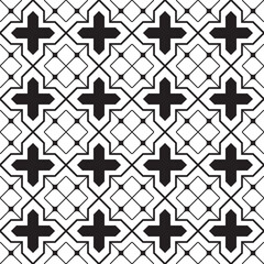 Obraz premium Geometric Seamless Cross Tile Pattern Black and White Background Repeat