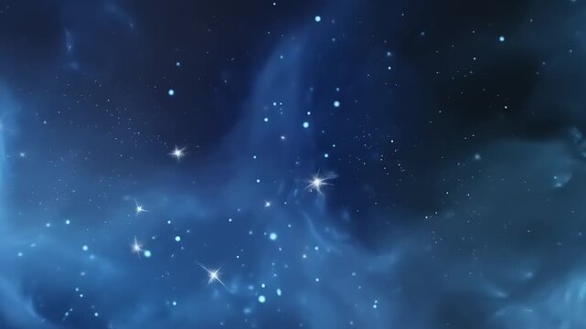 Cosmic display of bright stars and nebulae in deep space