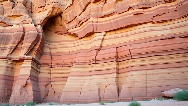 Stepped rock layers in a canyon wall, desert landscape. travel magazines, destination branding, wall prints, designed for outdoor magazines and nature guides, used by graphic designers.