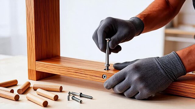 Assembling wooden furniture with tools