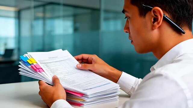Man reviewing office documents