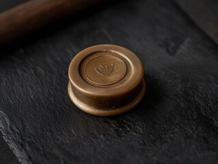 Elegant Wax Seal on Slate Surface with Intricate Design Detail