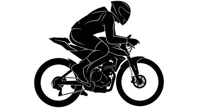 Silhouette of a motorcyclist riding a dirt bike depicted in a dynamic side view illustration high quality