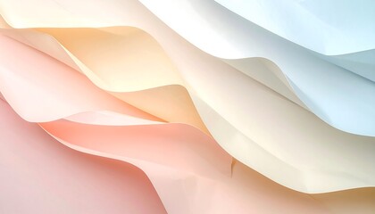 Obraz premium A serene Page Curl effect with soft waves, displaying a gentle, flowing motion in a pastel-colored digital Page eraандшаften