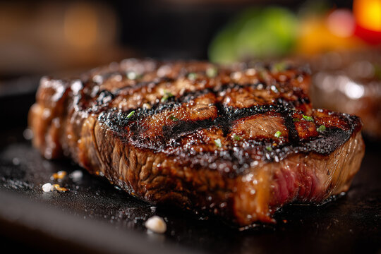 Medium Close Up of Traditional Argentine Asado Steak Grilled Over Open Fire in Authentic South American Style