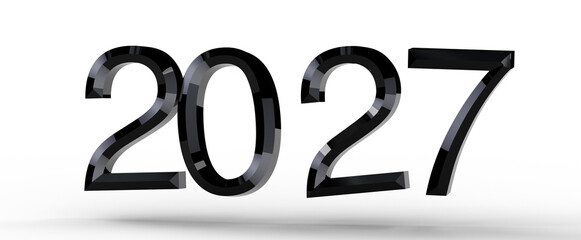 2027 year concept with black numbers. Perfect for calendars, new year themes, futuristic designs,...