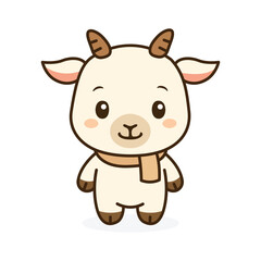Obraz premium Cute Baby Goat Cartoon Illustration Smiling Farm Animal