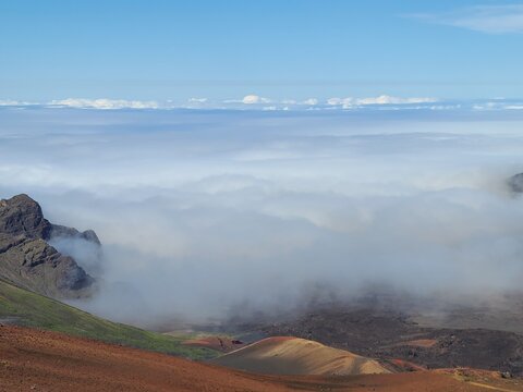 Above the clouds in Haleakala crater in Maui, Hawaii