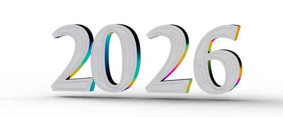 Creative 3D rendered design of the year 2026. Perfect for new year greetings, announcements, or futuristic themed projec © vegefox.com