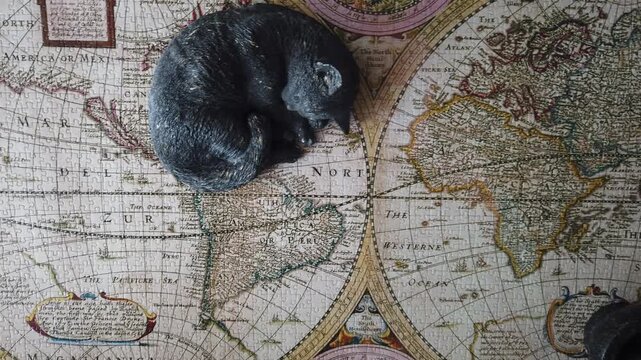 The Spice Route. An ancient map of the then known world dating back to around 1500, showing the continents for the spice trade.