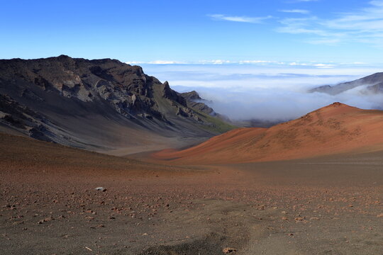 Volcanic landscape at the top of the Haleakala volcano in Maui, Hawaii