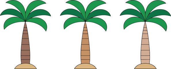 Cartoon Palm Tree Vector Set  Tropical Beach Plants and Island Vibes © MSTZOWRON