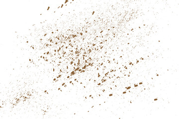 Tiny brown seeds scattered across white surface close up.