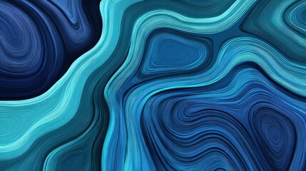 Fototapeta premium Oceanic Abstract: An abstract artwork features flowing waves of deep blues and teals, evoking the serenity of the ocean depths. A visually captivating and tranquil image.