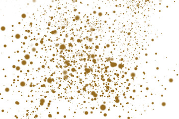 Golden Confetti Splash Exploding Across White Background.