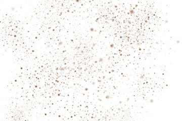 Golden Glitter Particles Scattered Across White Background.